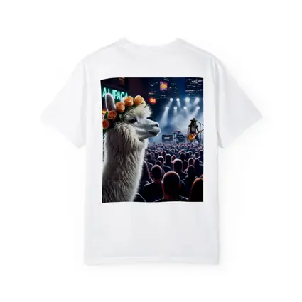 Alpaca With Roses At Rock Concert