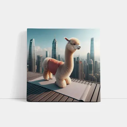 Fluffy Alpaca Yoga Mat City Skyline