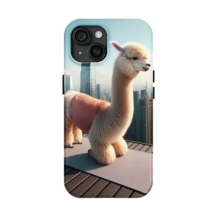 Fluffy Alpaca Yoga Mat City Skyline