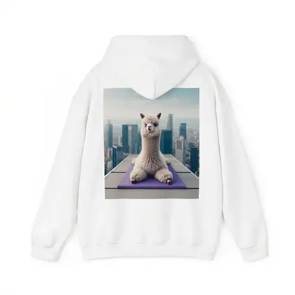 Alpaca Doing Yoga City Skyline