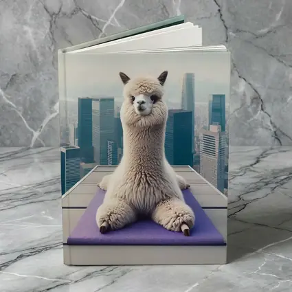 Alpaca Doing Yoga City Skyline