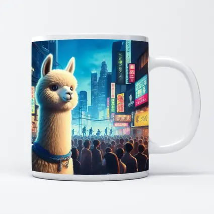 Alpaca Llama Neon City Street Night