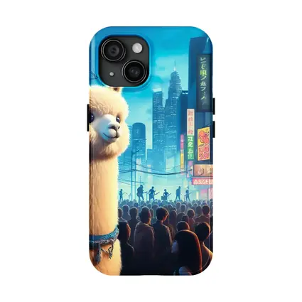 Alpaca Llama Neon City Street Night