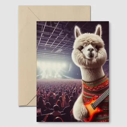 Alpaca Playing Guitar At Rock Concert