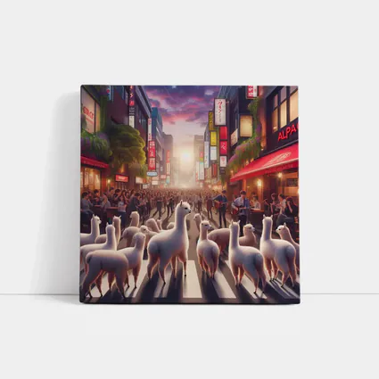 Alpacas Walking Through Busy Tokyo Street