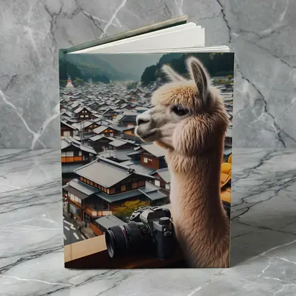 Alpaca Tourist Overlooking Japanese Mountain Town