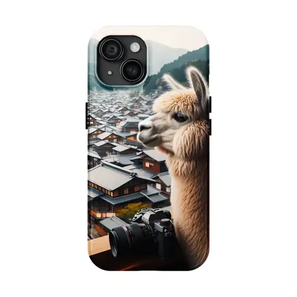 Alpaca Tourist Overlooking Japanese Mountain Town