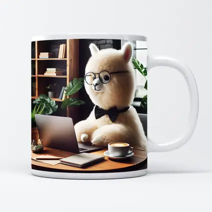 Fluffy Alpaca Working at Coffee Shop
