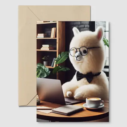 Fluffy Alpaca Working at Coffee Shop