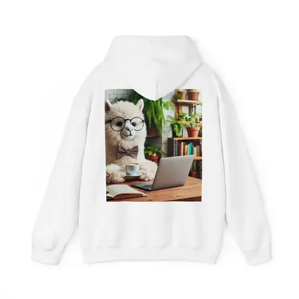 Alpaca With Glasses Working Cafe Setting