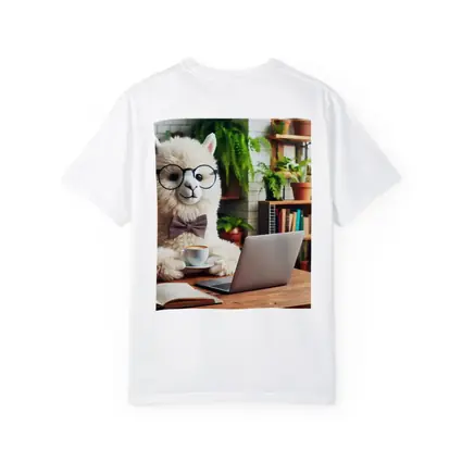 Alpaca With Glasses Working Cafe Setting