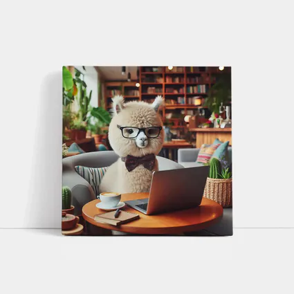 Alpaca Wearing Glasses Working On Laptop