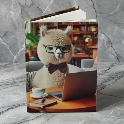 Alpaca Wearing Glasses Working On Laptop