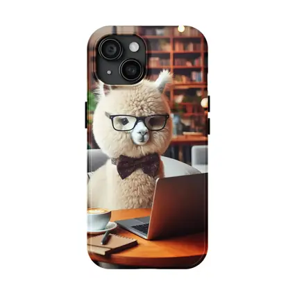 Alpaca Wearing Glasses Working On Laptop