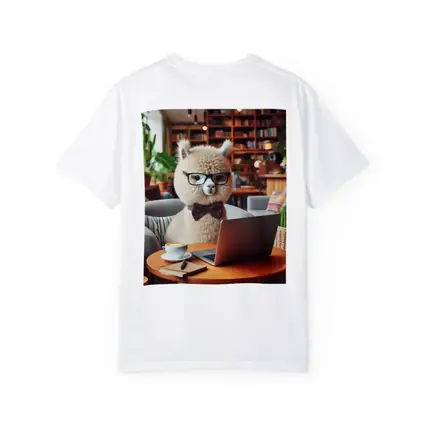 Alpaca Wearing Glasses Working On Laptop