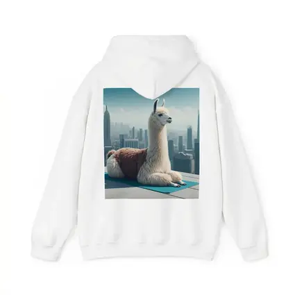 Llama Sitting On Yoga Mat City Skyline