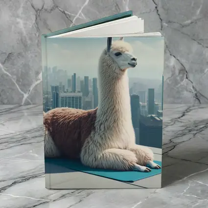 Llama Sitting On Yoga Mat City Skyline