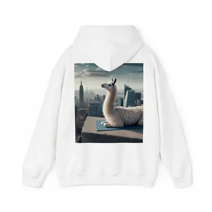 Llama on Yoga Mat New York Skyline