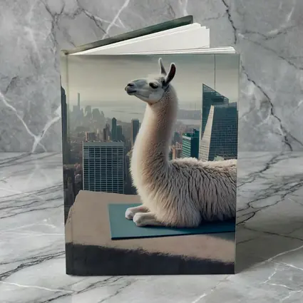 Llama on Yoga Mat New York Skyline