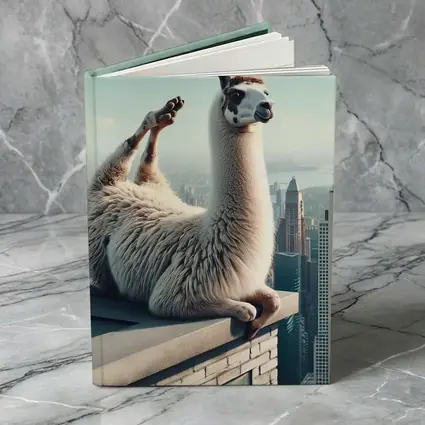 Llama Relaxing On City Rooftop Skyline