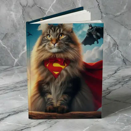 Superhero Cat Superman Cape Sky Background