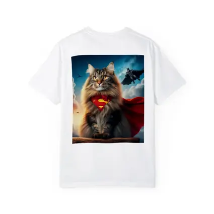Superhero Cat Superman Cape Sky Background