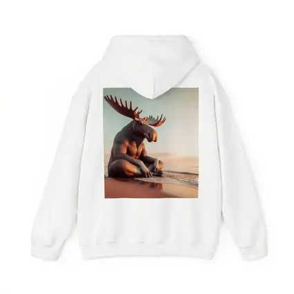 Moose Sitting Cross Legged On Beach