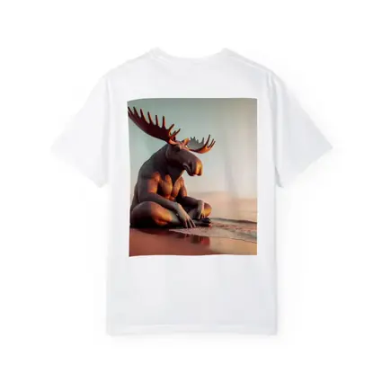 Moose Sitting Cross Legged On Beach