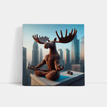 Moose Meditating Yoga City Skyline