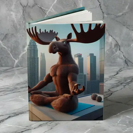 Moose Meditating Yoga City Skyline