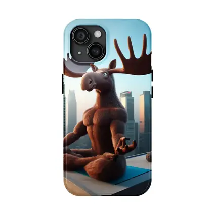 Moose Meditating Yoga City Skyline