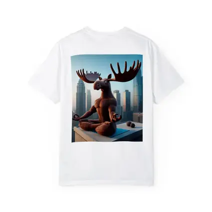 Moose Meditating Yoga City Skyline