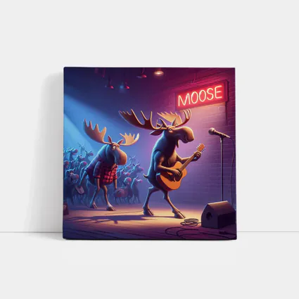 Cartoon Moose Band Playing Guitar On Stage