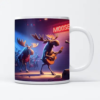 Cartoon Moose Band Playing Guitar On Stage