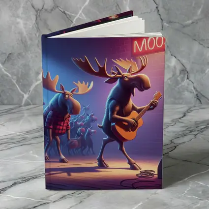 Cartoon Moose Band Playing Guitar On Stage