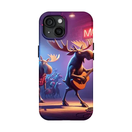 Cartoon Moose Band Playing Guitar On Stage
