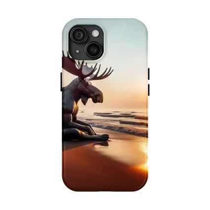 Moose Sitting Alone on Sunset Beach