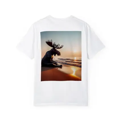 Moose Sitting Alone on Sunset Beach