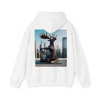 Moose Doing Yoga City Skyline