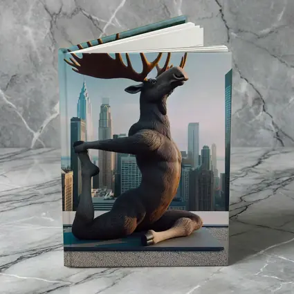 Moose Doing Yoga City Skyline