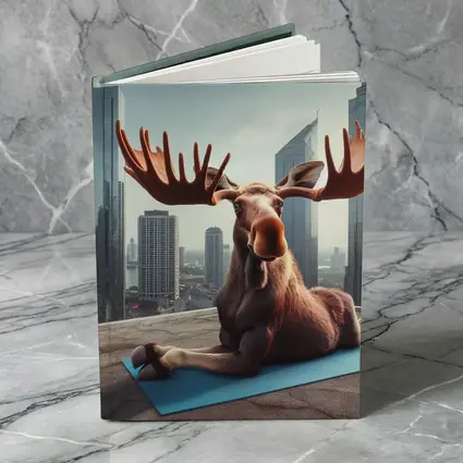 Moose Doing Yoga on City Rooftop