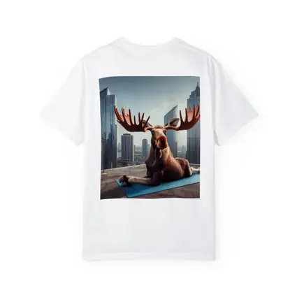 Moose Doing Yoga on City Rooftop