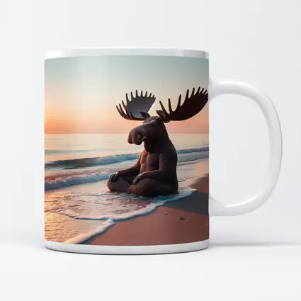 Moose Meditating on Peaceful Sunset Beach