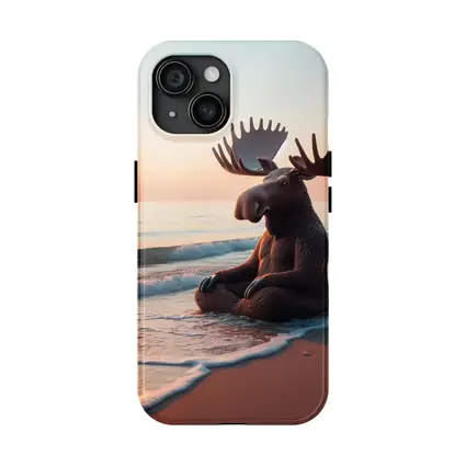 Moose Meditating on Peaceful Sunset Beach