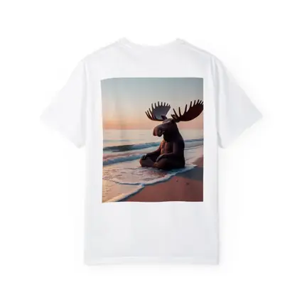 Moose Meditating on Peaceful Sunset Beach