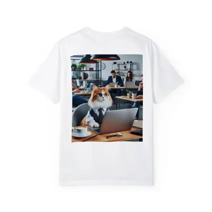 Office Cat Wearing Suit Working Laptop