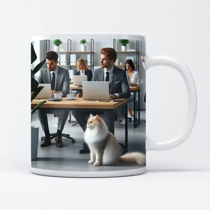 Persian Cat in Modern Office Workspace
