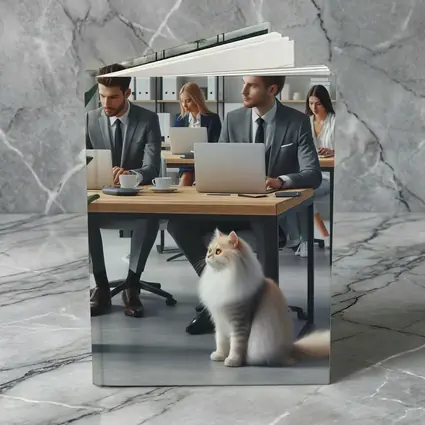 Persian Cat in Modern Office Workspace