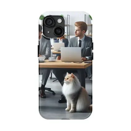Persian Cat in Modern Office Workspace