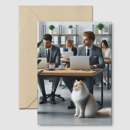 Persian Cat in Modern Office Workspace
